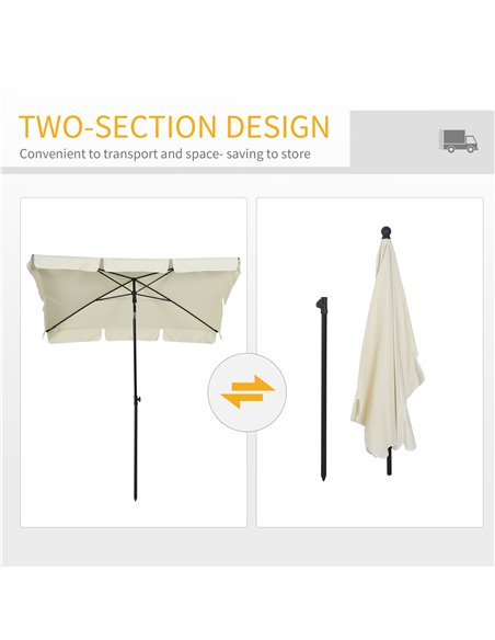 Outsunny Aluminium Sun Umbrella Parasol Patio Garden Tilt 2M x 1.25M Cream White 84D-016CW - pic 48005 | FastDaddyshop