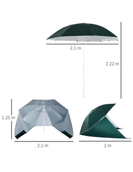 Outsunny All-Weather Beach Umbrella Shelteneer-Green 84D-022GN - pic 48012 | FastDaddyshop