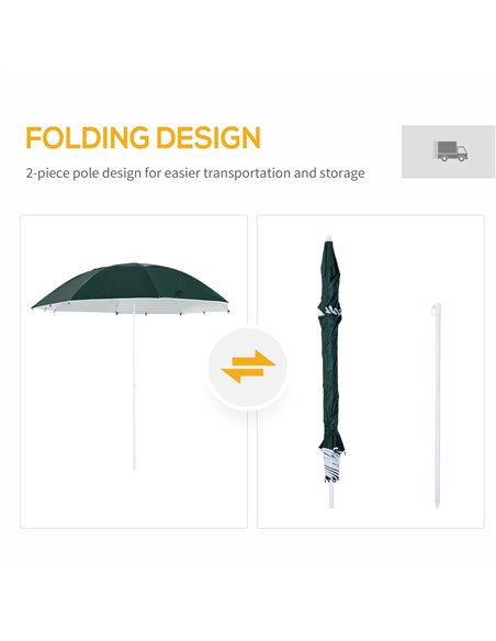 Outsunny All-Weather Beach Umbrella Shelteneer-Green 84D-022GN - pic 48014 | FastDaddyshop