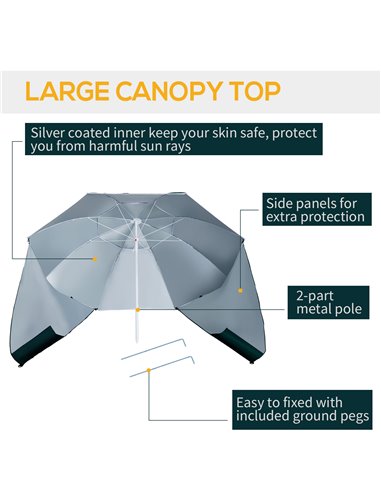Outsunny All-Weather Beach Umbrella Shelteneer-Green 84D-022GN