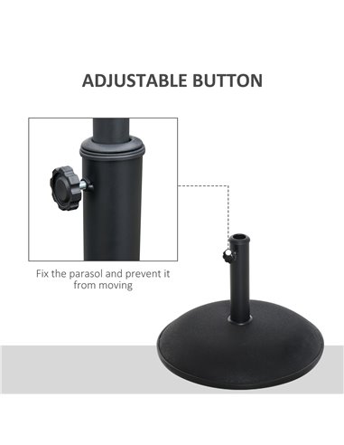Outsunny 25kgs Round Umbrella Base Concrete Parasol Weight Stand Patio Outdoor Black Dia 50cm 840-047