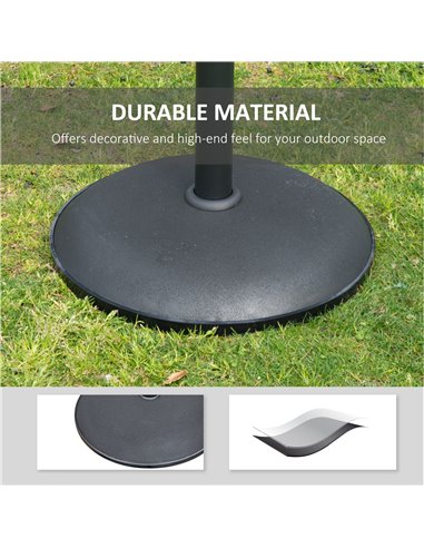 Outsunny 25kgs Round Umbrella Base Concrete Parasol Weight Stand Patio Outdoor Black Dia 50cm 840-047