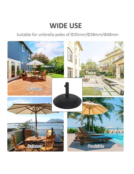 Outsunny 25kgs Round Umbrella Base Concrete Parasol Weight Stand Patio Outdoor Black Dia 50cm 840-047 - pic 48024 | FastDaddyshop