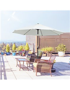 Outsunny 2.65H x Φ2.4m Garden Tilting Parasol Umbrella, Cream White 84D-023CW 2