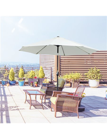 Outsunny 2.65H x Φ2.4m Garden Tilting Parasol Umbrella, Cream White 84D-023CW - pic 48038 | FastDaddyshop