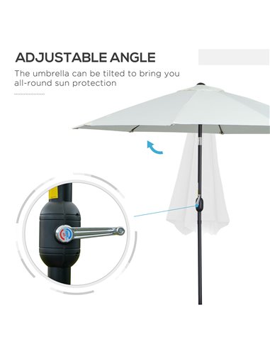 Outsunny Garden Parasol Umbrella,Tilting Parasol W/three angles, Outdoor Sun Shade Canopy,Cream White，2.65H x Φ2.4m 84D-023CW