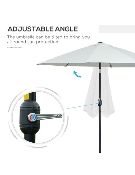 Outsunny Garden Parasol Umbrella,Tilting Parasol W/three angles, Outdoor Sun Shade Canopy,Cream White，2.65H x Φ2.4m 84D-023CW - pic 48040 | FastDaddyshop