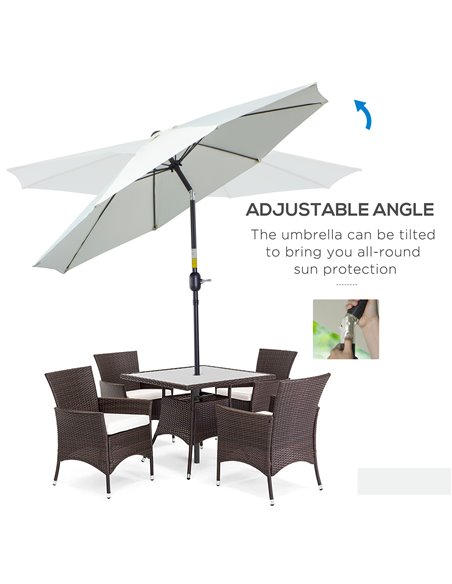Outsunny Garden Parasol Umbrella,Tilting Parasol W/three angles, Outdoor Sun Shade Canopy,Cream White，2.65H x Φ2.4m 84D-023CW - pic 48041 | FastDaddyshop