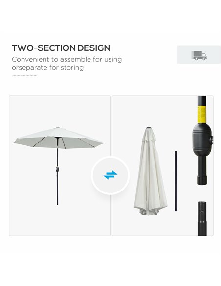 Outsunny Garden Parasol Umbrella,Tilting Parasol W/three angles, Outdoor Sun Shade Canopy,Cream White，2.65H x Φ2.4m 84D-023CW - pic 48043 | FastDaddyshop