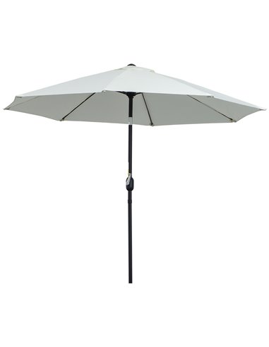 Outsunny Garden Parasol Umbrella,Tilting Parasol W/three angles, Outdoor Sun Shade Canopy,Cream White，2.65H x Φ2.4m 84D-023CW