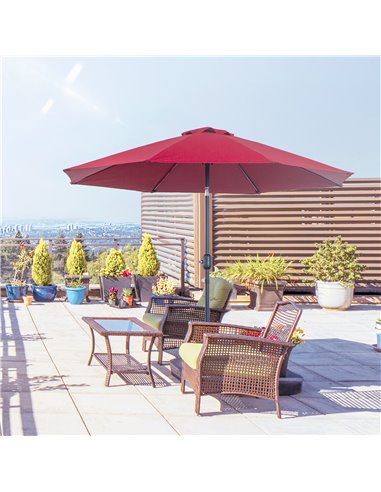 Outsunny Φ2.6M Outdoor Umbrella Parasol, Red 84D-023WR