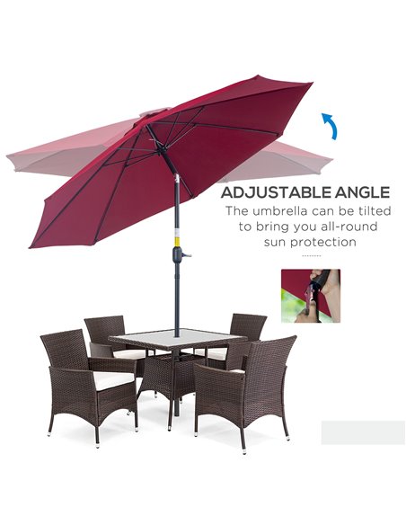 Outsunny Φ2.6M Umbrella Parasol-Red 84D-023WR - pic 48050 | FastDaddyshop