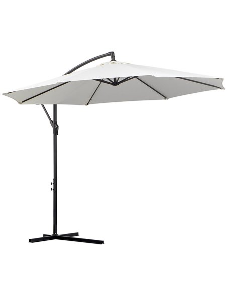 Outsunny 3(m) Garden Banana Parasol Umbrella with Crank Handle, Cream White 84D-037CW - pic 48055 | FastDaddyshop