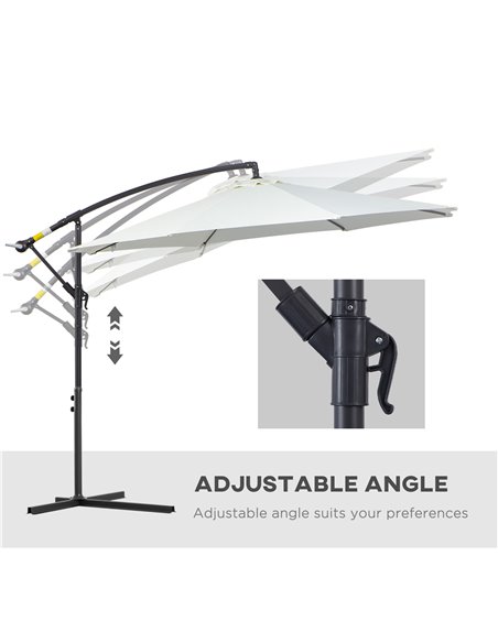 Outsunny 3(m) Garden Banana Parasol Hanging Cantilever Umbrella with Crank Handle, 8 Ribs and Cross Base for Outdoor, Sun Shade, - pic 48059 | FastDaddyshop
