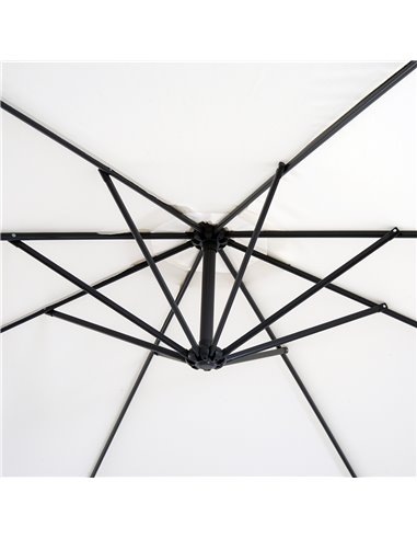 Outsunny 3(m) Garden Banana Parasol Hanging Cantilever Umbrella with Crank Handle, 8 Ribs and Cross Base for Outdoor, Sun Shade,