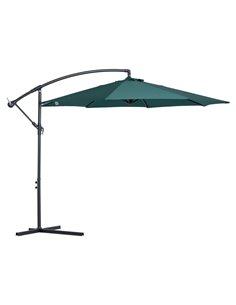 Outsunny 3(m) Banana Parasol Umbrella with Crank Handle, Dark Green 84D-037GN