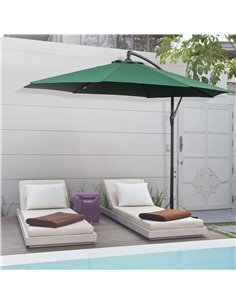 Outsunny 3(m) Banana Parasol Umbrella with Crank Handle, Dark Green 84D-037GN 2