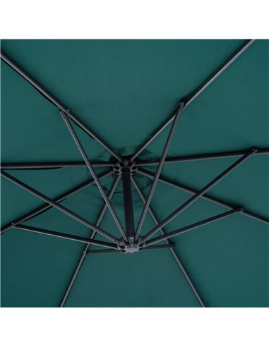 Outsunny 3(m) Banana Parasol Hanging Cantilever Umbrella with Crank Handle, 8 Ribs and Cross Base for Outdoor, Sun Shade, Dark G