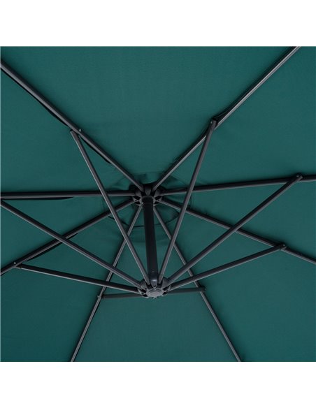 Outsunny 3(m) Banana Parasol Hanging Cantilever Umbrella with Crank Handle, 8 Ribs and Cross Base for Outdoor, Sun Shade, Dark G - pic 48071 | FastDaddyshop