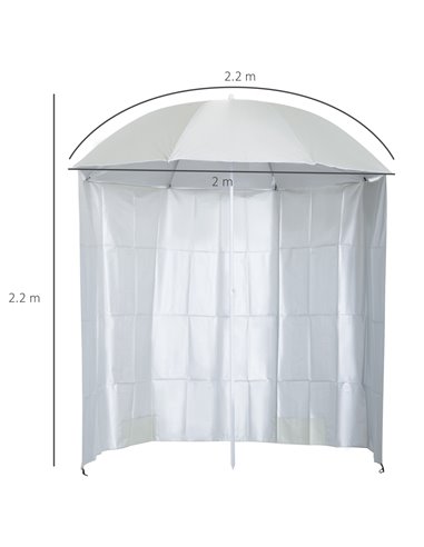 Outsunny 2.2M Fishing Umbrella Parasol W/ Side-Cream White 84D-038CW