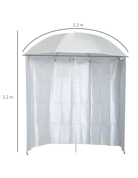 Outsunny 2.2M Fishing Umbrella Parasol W/ Side-Cream White 84D-038CW - pic 48075 | FastDaddyshop