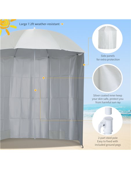 Outsunny 2.2M Fishing Umbrella Parasol W/ Side-Cream White 84D-038CW - pic 48077 | FastDaddyshop