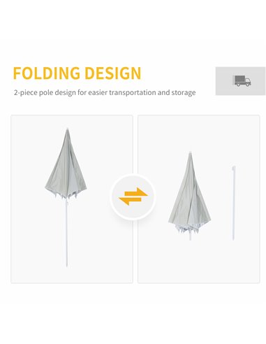 Outsunny 2.2M Fishing Umbrella Parasol W/ Side-Cream White 84D-038CW