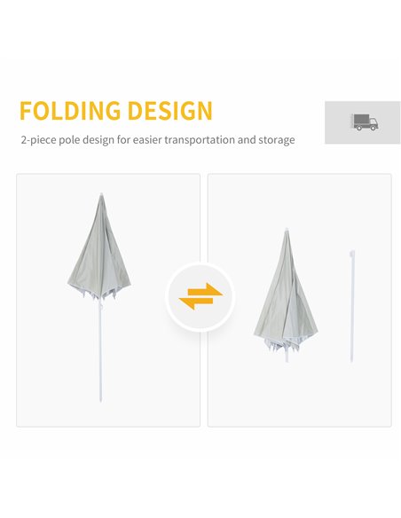 Outsunny 2.2M Fishing Umbrella Parasol W/ Side-Cream White 84D-038CW - pic 48078 | FastDaddyshop
