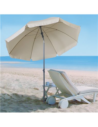 Outsunny 2.2M Tilt Beach Umbrella Parasol-Cream White  84D-039CW