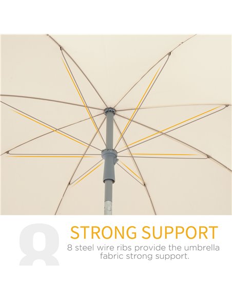Outsunny 2.2M Tilt Beach Umbrella Parasol-Cream White  84D-039CW - pic 48088 | FastDaddyshop