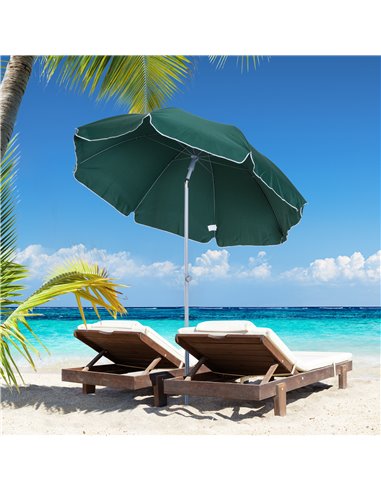 Outsunny Beach Umbrella Parasol,φ2.2m, Steel-Dark Green 84D-039GN