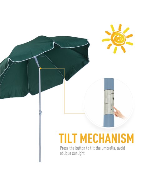 Outsunny Beach Umbrella Parasol,φ2.2m, Steel-Dark Green 84D-039GN - pic 48094 | FastDaddyshop