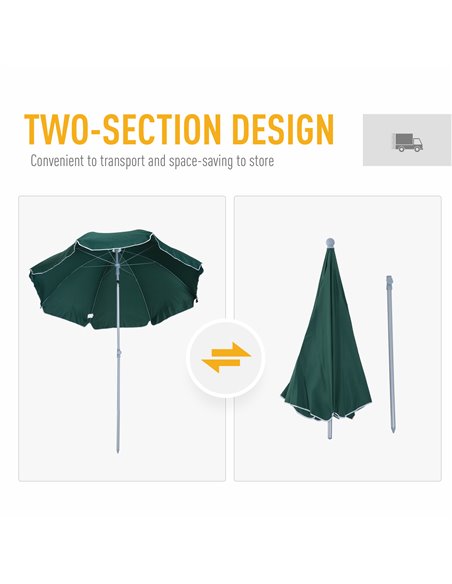 Outsunny Beach Umbrella Parasol,φ2.2m, Steel-Dark Green 84D-039GN - pic 48095 | FastDaddyshop