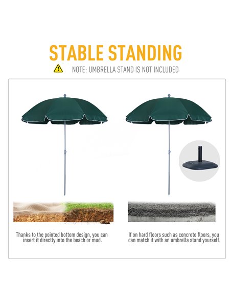 Outsunny Beach Umbrella Parasol,φ2.2m, Steel-Dark Green 84D-039GN - pic 48096 | FastDaddyshop