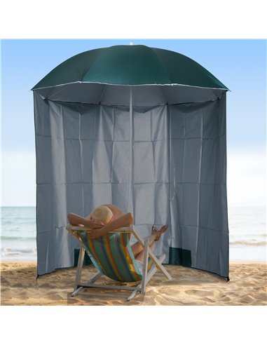 Outsunny 2.2M Fishing Umbrella Parasol With Side, Dark Green 84D-038GN