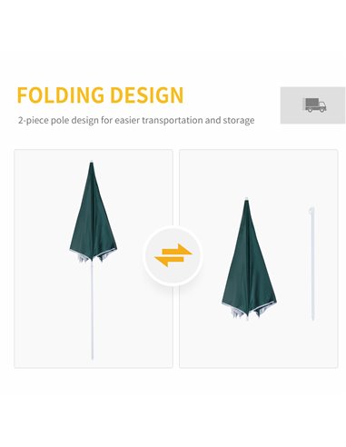 Outsunny 2.2M Fishing Umbrella Parasol W/ Side-Dark Green 84D-038GN