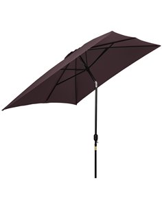 Outsunny Garden Patio Umbrella Parasol with Tilt Crank, Brown 84D-036