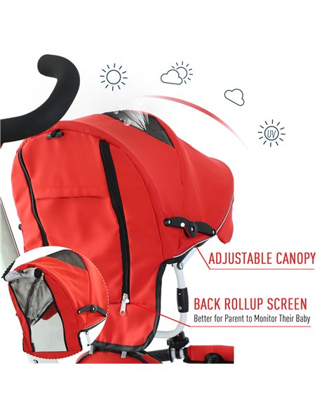 HOMCOM 4-in-1 Kids Tricycle Stroller W/ Canopy-Red - pic 4811 | FastDaddyshop