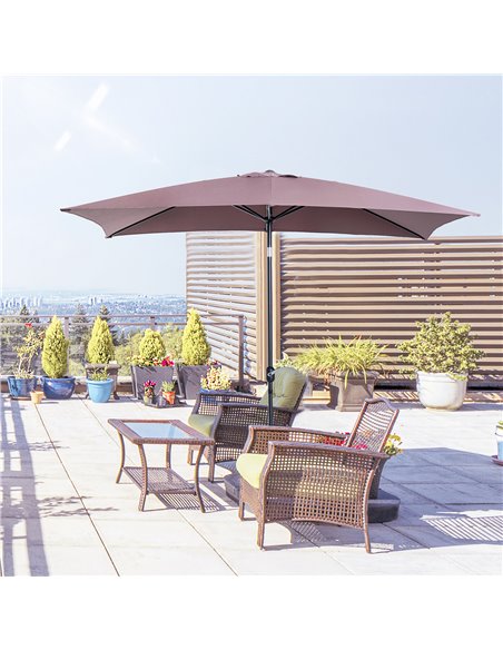 Outsunny Garden Patio Umbrella Parasol with Tilt Crank, Brown 84D-036 - pic 48110 | FastDaddyshop