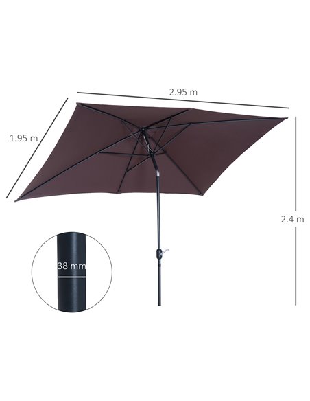 Outsunny Patio Umbrella Parasol Rectangular Garden Canopy Outdoor Sun Shade Shelter W/ Tilt Crank-Brown 84D-036 - pic 48111 | FastDaddyshop