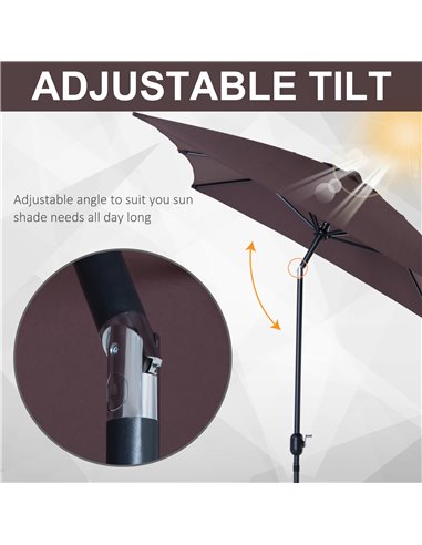 Outsunny Patio Umbrella Parasol Rectangular Garden Canopy Outdoor Sun Shade Shelter W/ Tilt Crank-Brown 84D-036