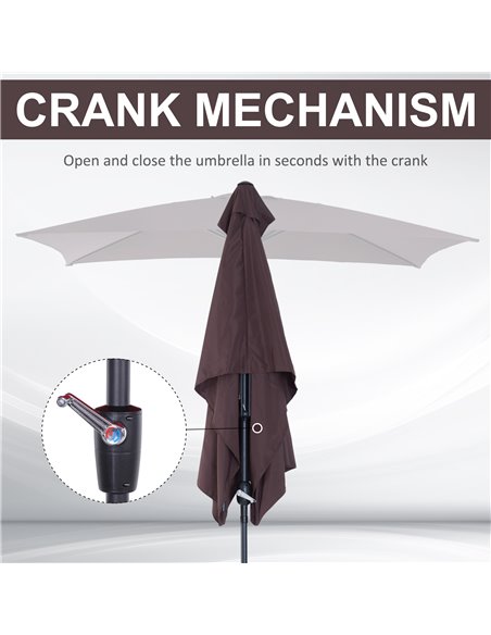 Outsunny Patio Umbrella Parasol Rectangular Garden Canopy Outdoor Sun Shade Shelter W/ Tilt Crank-Brown 84D-036 - pic 48115 | FastDaddyshop