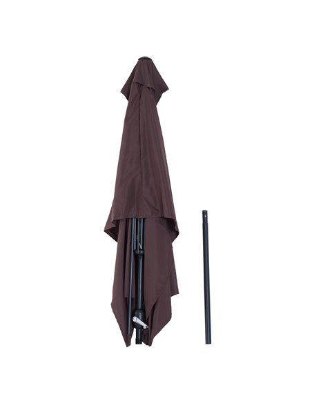 Outsunny Patio Umbrella Parasol Rectangular Garden Canopy Outdoor Sun Shade Shelter W/ Tilt Crank-Brown 84D-036 - pic 48116 | FastDaddyshop