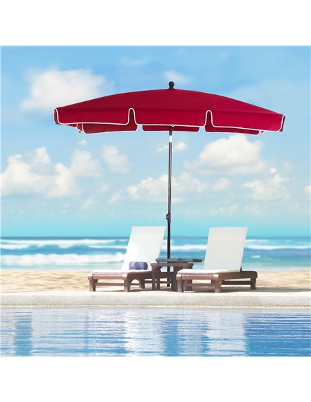 Outsunny 2M x 1.25M Rectangular Garden Parasol Umbrella, Red 84D-016RD - pic 48128 | FastDaddyshop