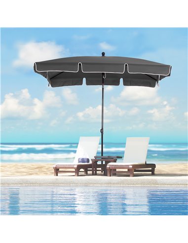 Outsunny 2M x 1.25M Rectangular Parasol Umbrella, Grey 84D-016GY