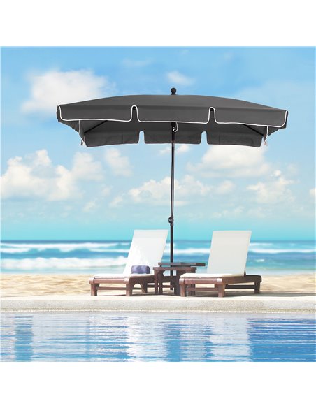 Outsunny 2M x 1.25M Rectangular Parasol Umbrella, Grey 84D-016GY - pic 48137 | FastDaddyshop
