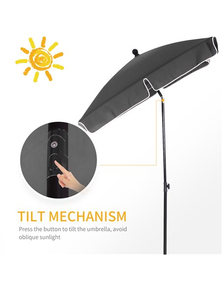 Outsunny Aluminium Sun Umbrella Parasol Patio Garden Rectangular Tilt 2M x 1.25M 84D-016GY - pic 48139 | FastDaddyshop