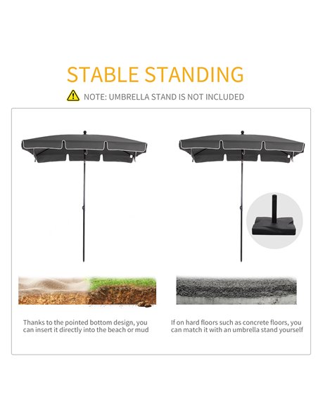 Outsunny Aluminium Sun Umbrella Parasol Patio Garden Rectangular Tilt 2M x 1.25M 84D-016GY - pic 48141 | FastDaddyshop