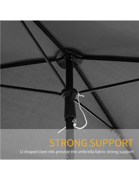 Outsunny Aluminium Sun Umbrella Parasol Patio Garden Rectangular Tilt 2M x 1.25M 84D-016GY - pic 48142 | FastDaddyshop