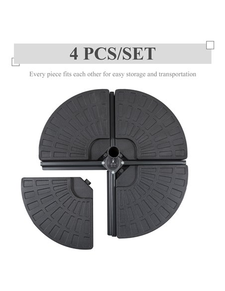 Outsunny 4 PCs Portable Round Parasol Base Umbrella Cross Stand Weights Holder Sand or Water Filled Outdoor Garden Patio 84D-061 - pic 48148 | FastDaddyshop
